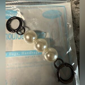 Purse Strap Extender 5” gunmetal with Pearls